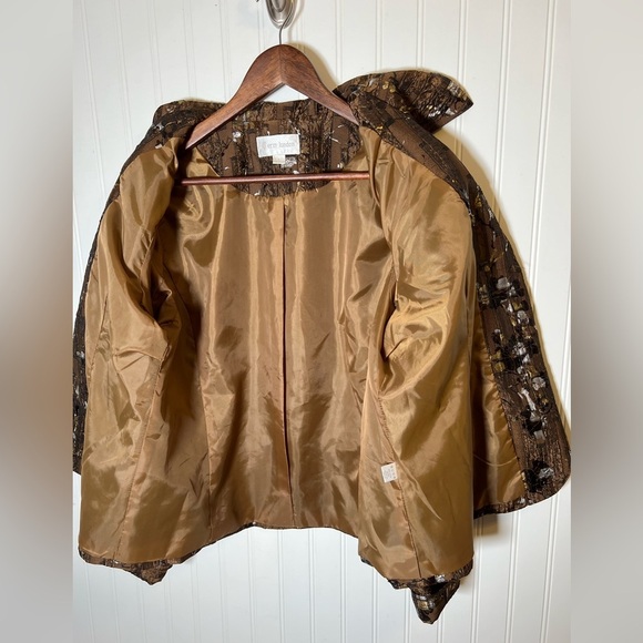 Brown Faux Silk Embellished Jacket Women’s Size L - Picture 6 of 6